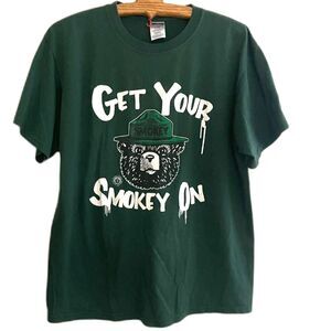Vintage Smokey The Bear T Shirt Size Large Green Get Your Smokey On Short Sleeve